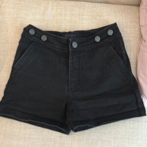 Black Jean Shorts with High Waist and Cuffed Hem - Preloved